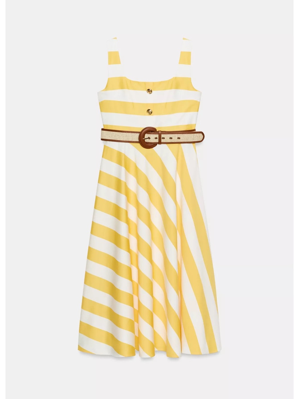 Zara STRIPED BELTED MIDI DRESS